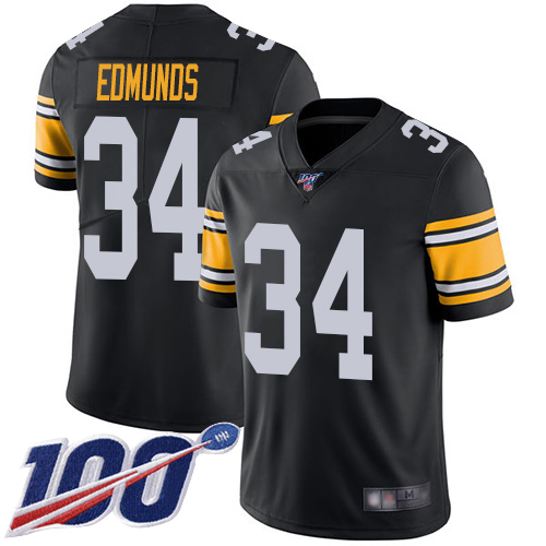 Men Pittsburgh Steelers Football 34 Limited Black Terrell Edmunds Alternate 100th Season Vapor Untouchable Nike NFL Jersey